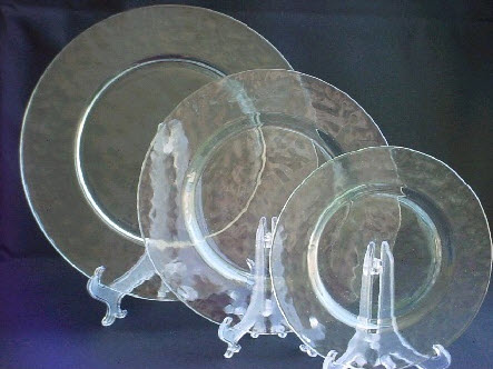 Pounded Clear Glass Plates in various sizes