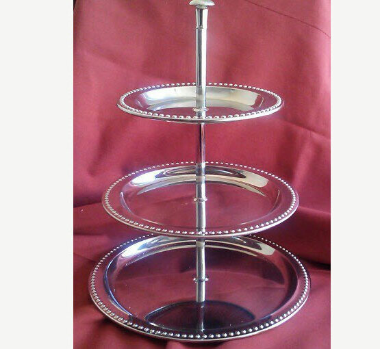 Silver 3 Tier Tray for Serving at Parties or Events