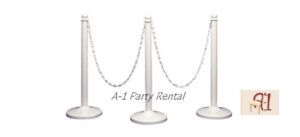 White Plastic Stanchion for Rent for your next event or party 