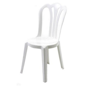 white bistro stacking chair for rent