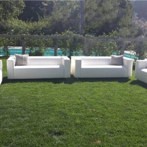 6' White Leather Couch for rent for your next event